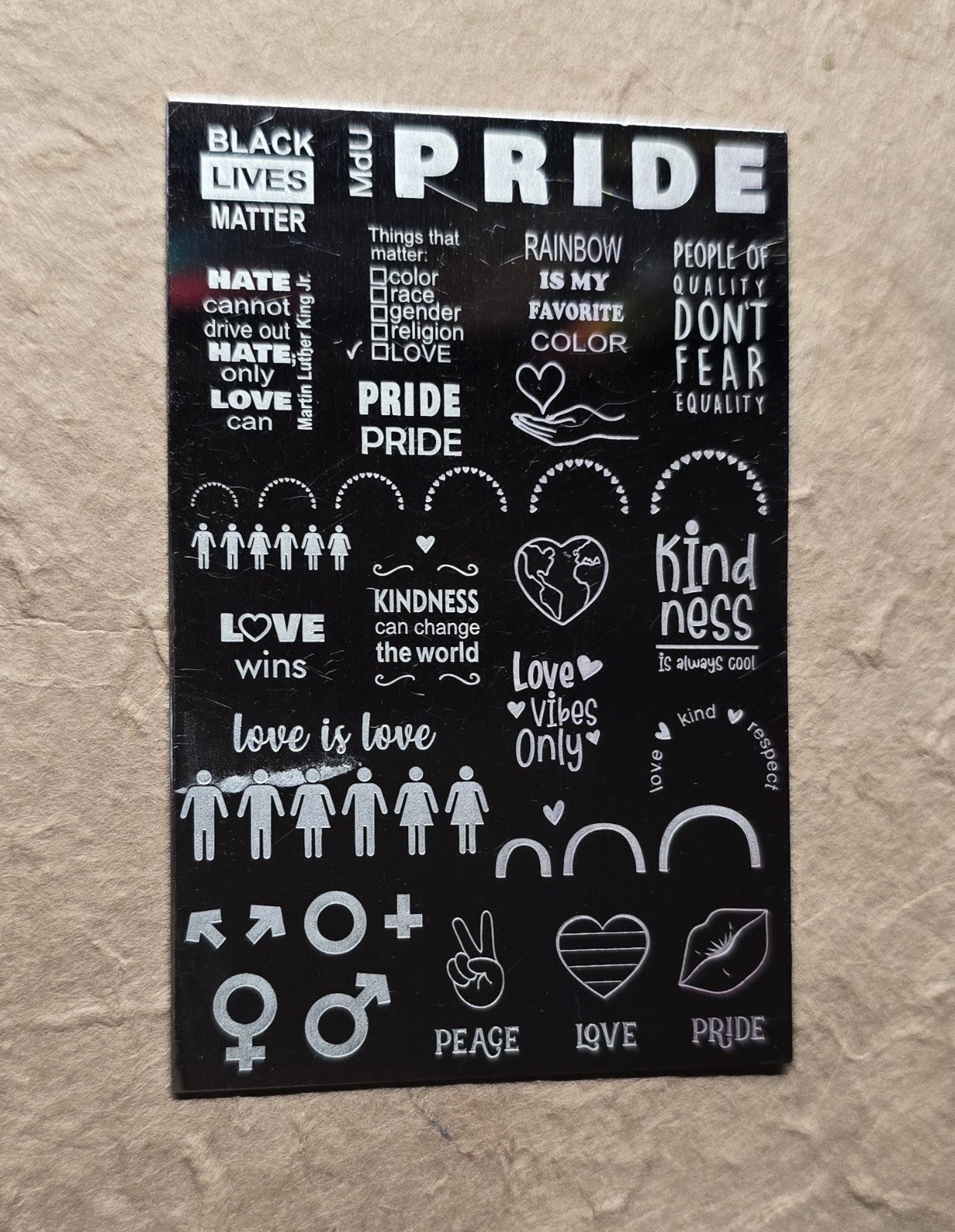 Mundo De Unas MDU Pride Nail Stamp Plate Straight Gay Lesbian Trans Love Rainbow