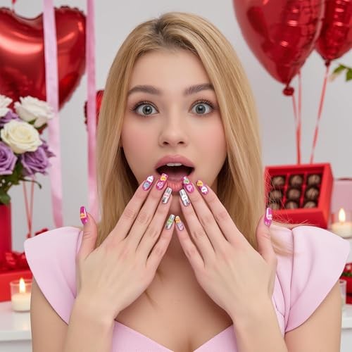 Valentine’s Day Mean Conversation Heart Nail Sticker – 8 Sheets Colorful