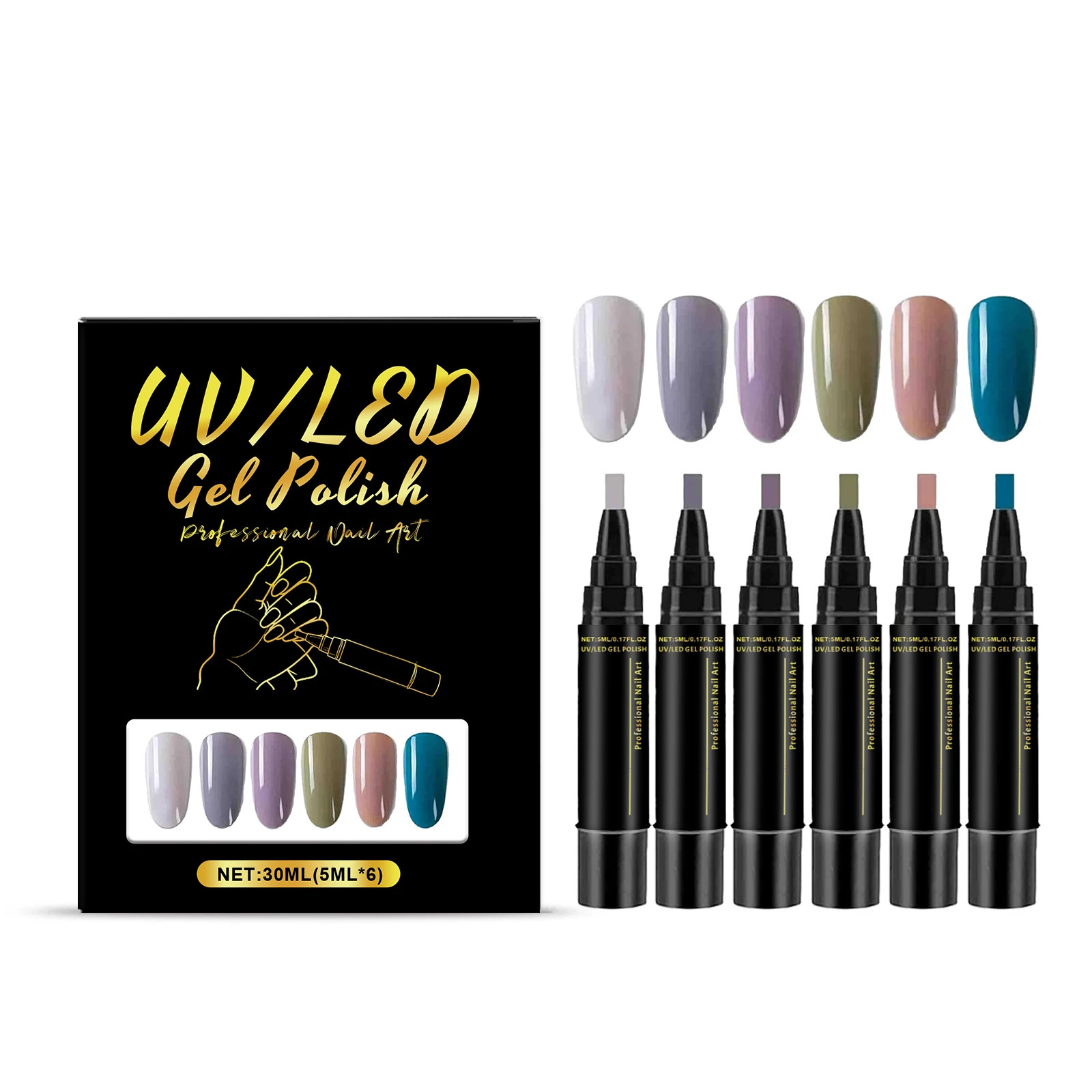 6 Color DIY Nail Art Pens High Pigment Bright Color Quickly Dry Decorate Nails S