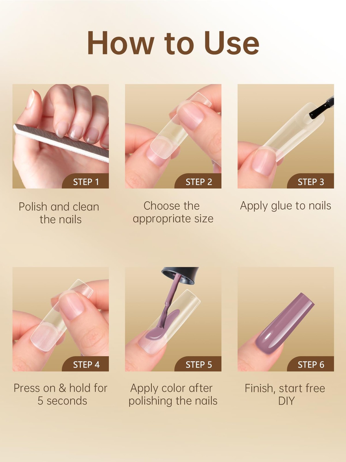 AORAEM Clear 240PCS Long Tapered Square Gel Nail Tips