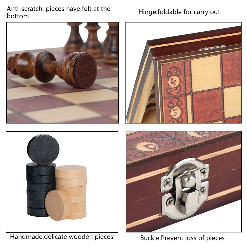 Luoyer 3-in-1 Chess Set Include Checkers 11.4 inches x