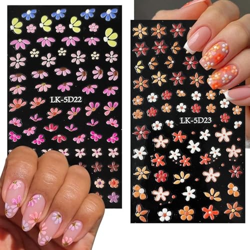 Colorful Flower Nail Stickers Decals for Women Nail Art | 5D Colorful-01