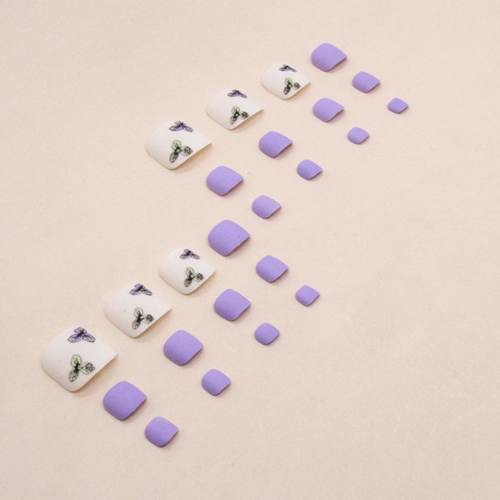 Purple Press on Toenails Short Square Fake 24 Fl Oz (Pack of 1), Multicolor