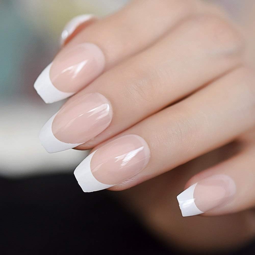 Heat Resistant Ballerina Fake Nails in Natural Nude – 24pcs for Any Occasion