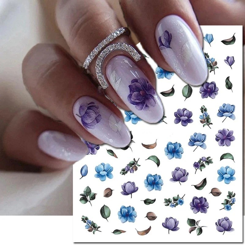 5D Embossed Floral Nail Art Stickers — Decals for Manicure Decoration