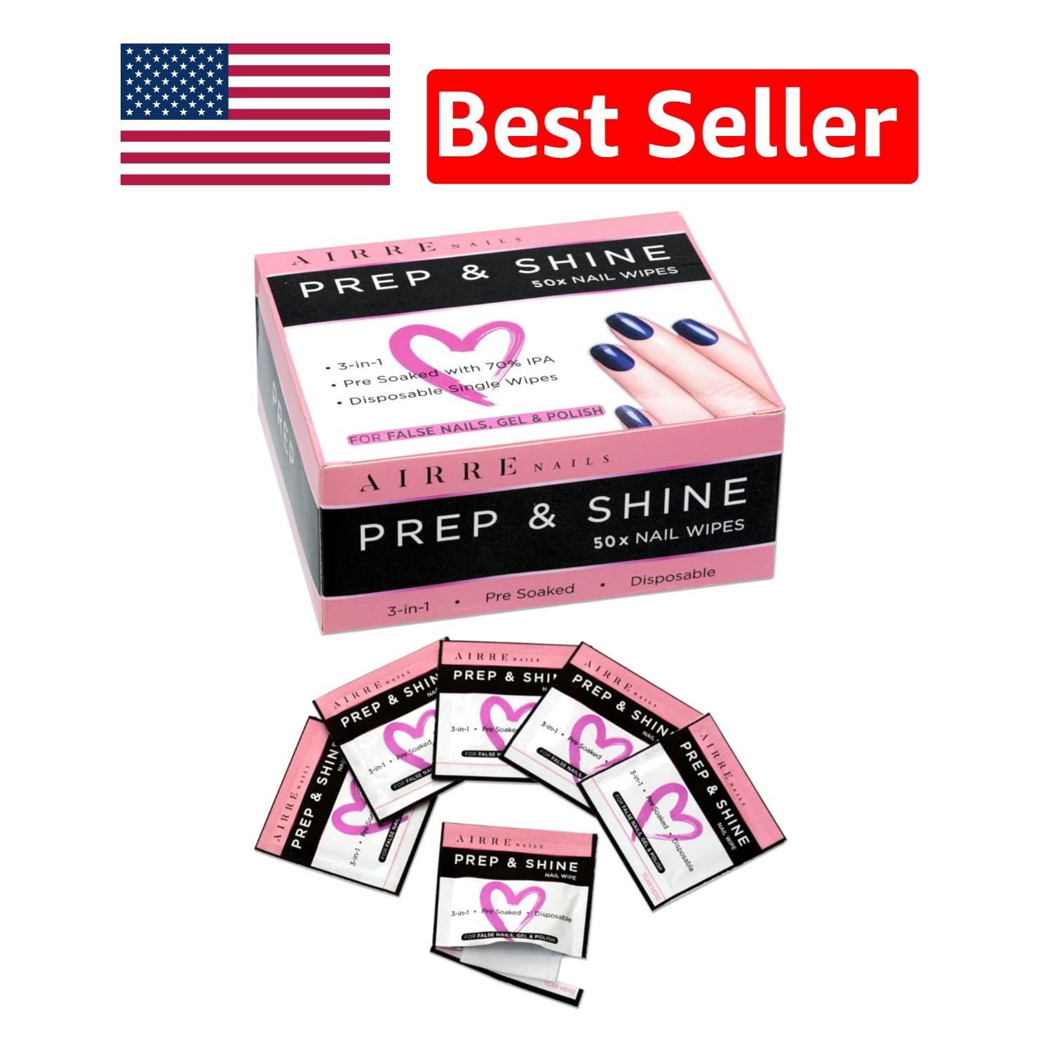 Essential 50-Count Nail Prep Wipes – Alcohol Formula for Smooth Gel Application