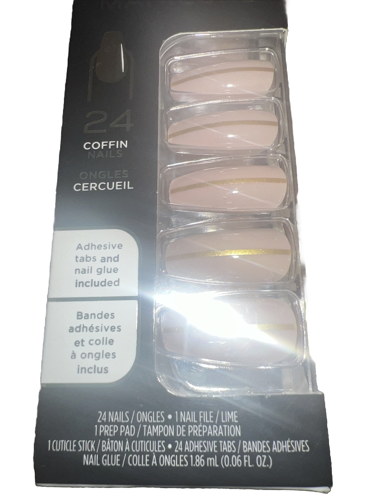 Sally Hansen Perfect Manicure Salon Effect, Meet Me in the Metal-24 Coffin Nails