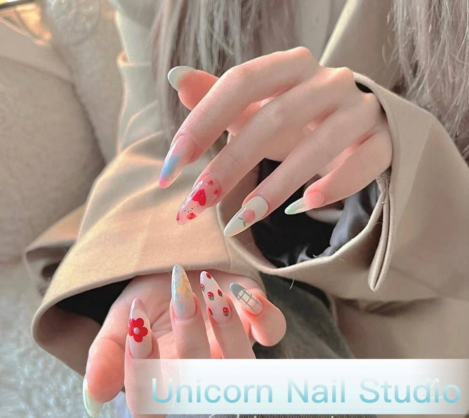Blackpink Jennie’s Same Style Nail | Cute Hand-Painted Nails | Press on Nail
