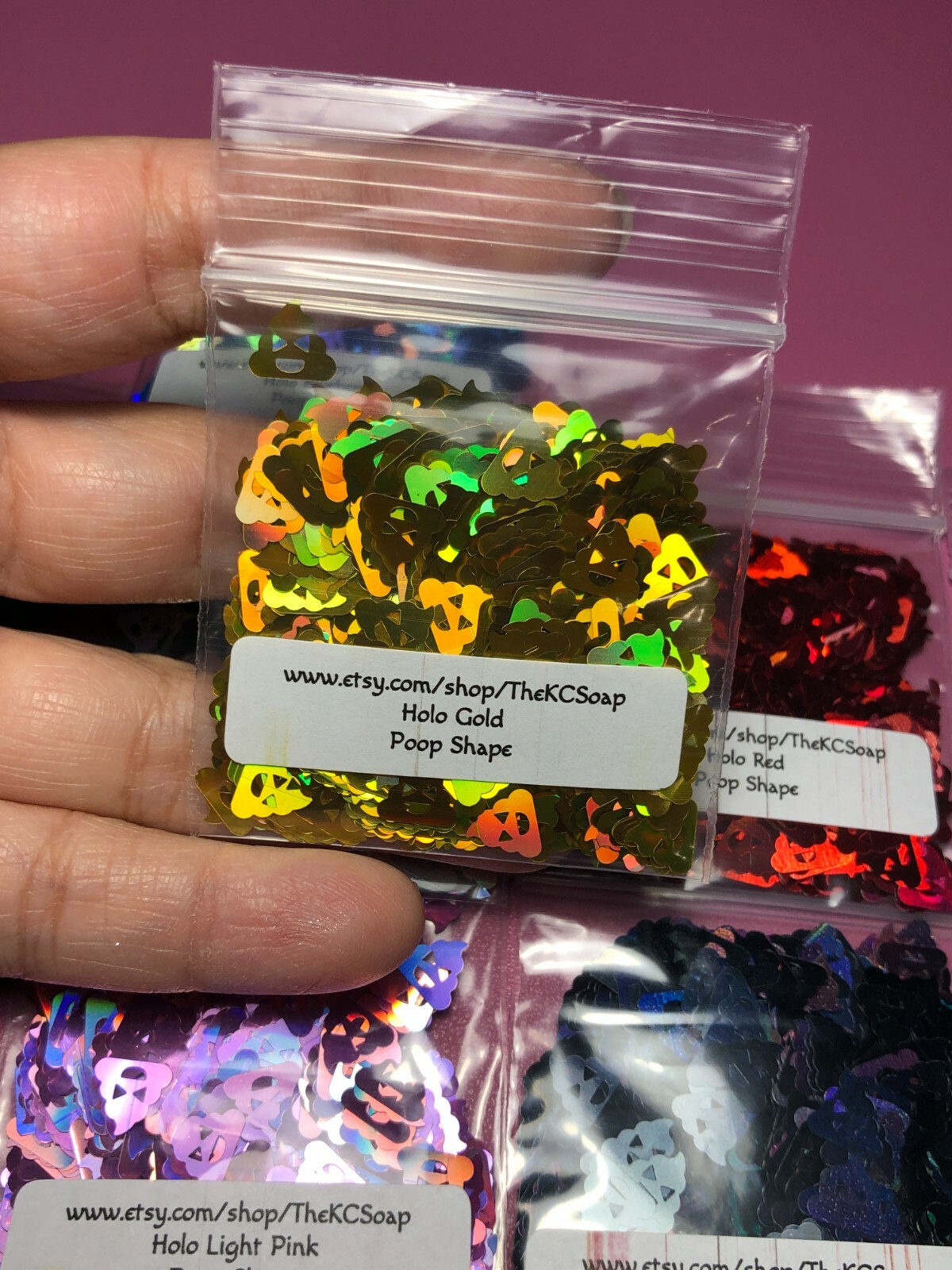 Solvent Resistant Holo Poop shape Glitter U Choose Color Nail Art Face Crafts