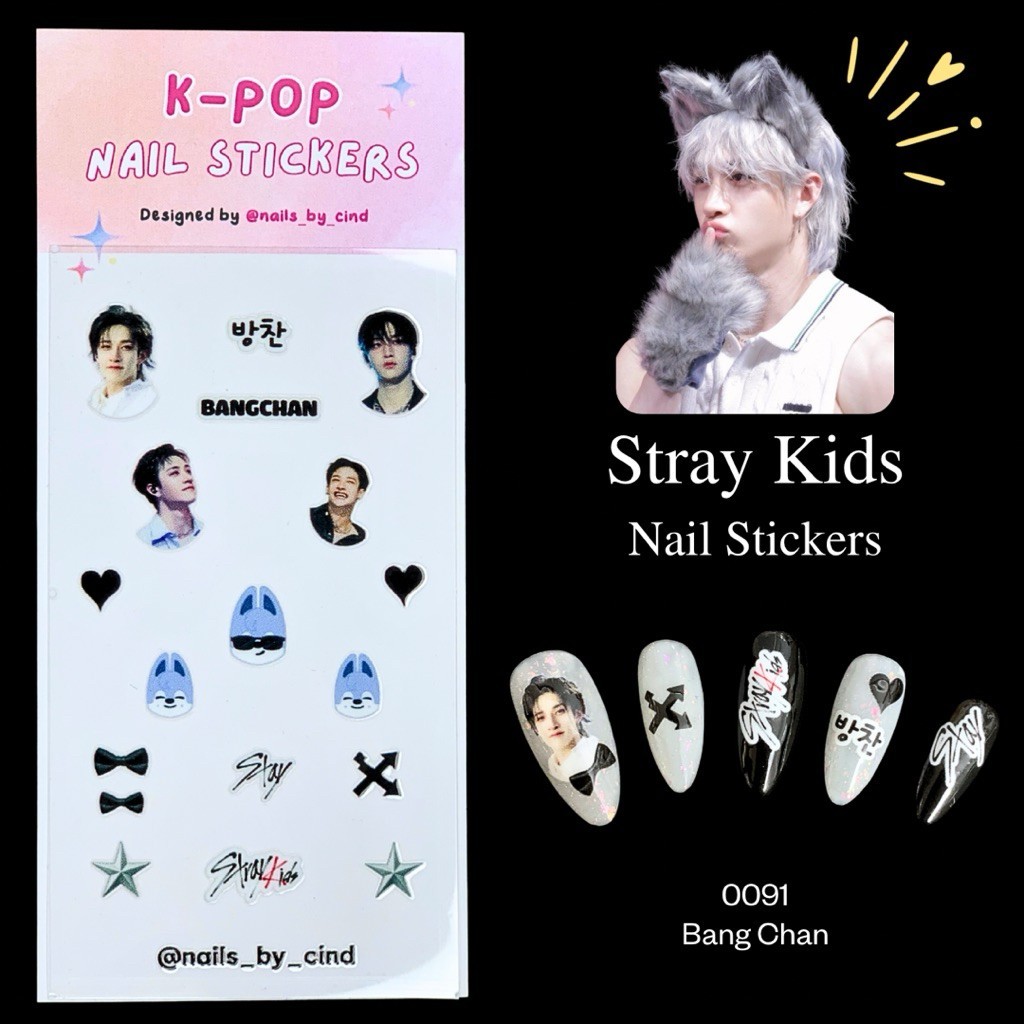 STRAYKIDS SKZ VER 2 KPOP NAIL STICKER FAN MADE KOREA LEE KNOW FELIX SEUNGMIN Z10