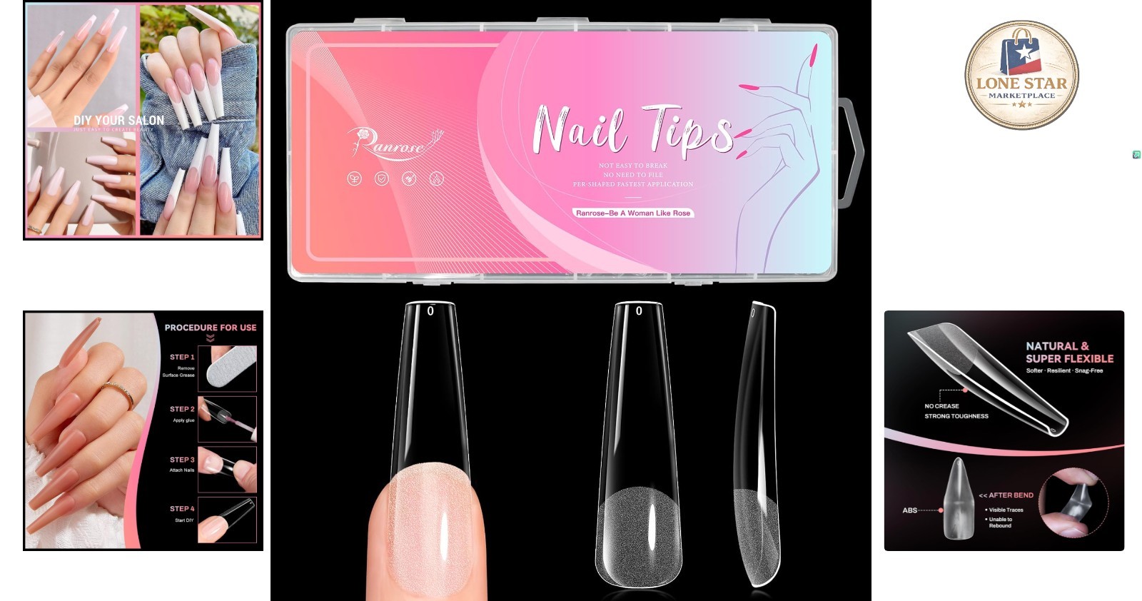 Half Matte 240pcs Coffin Nails Kit: XXL Super Long Tips for Creative Nail Art