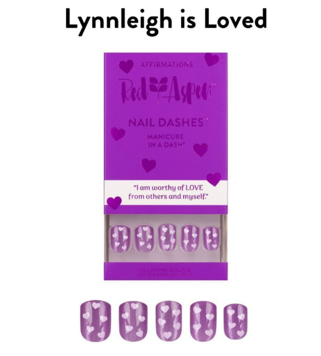 Red Aspen Press On Nails Short Square purple Luxury New Boxed set!! hearts