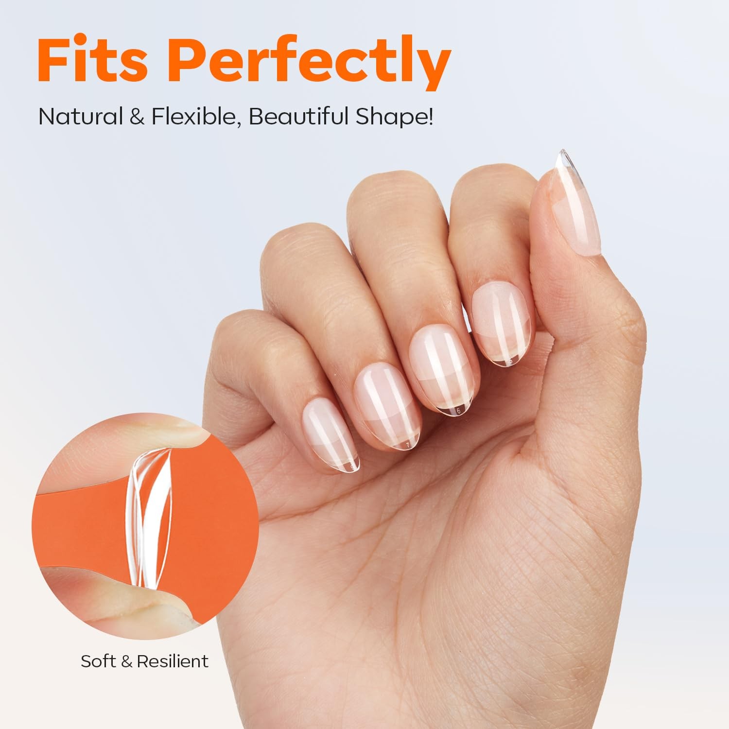 modelones Extra Short Almond Nail Tips, Pre-shaped Tips Gel XS, B7-XS