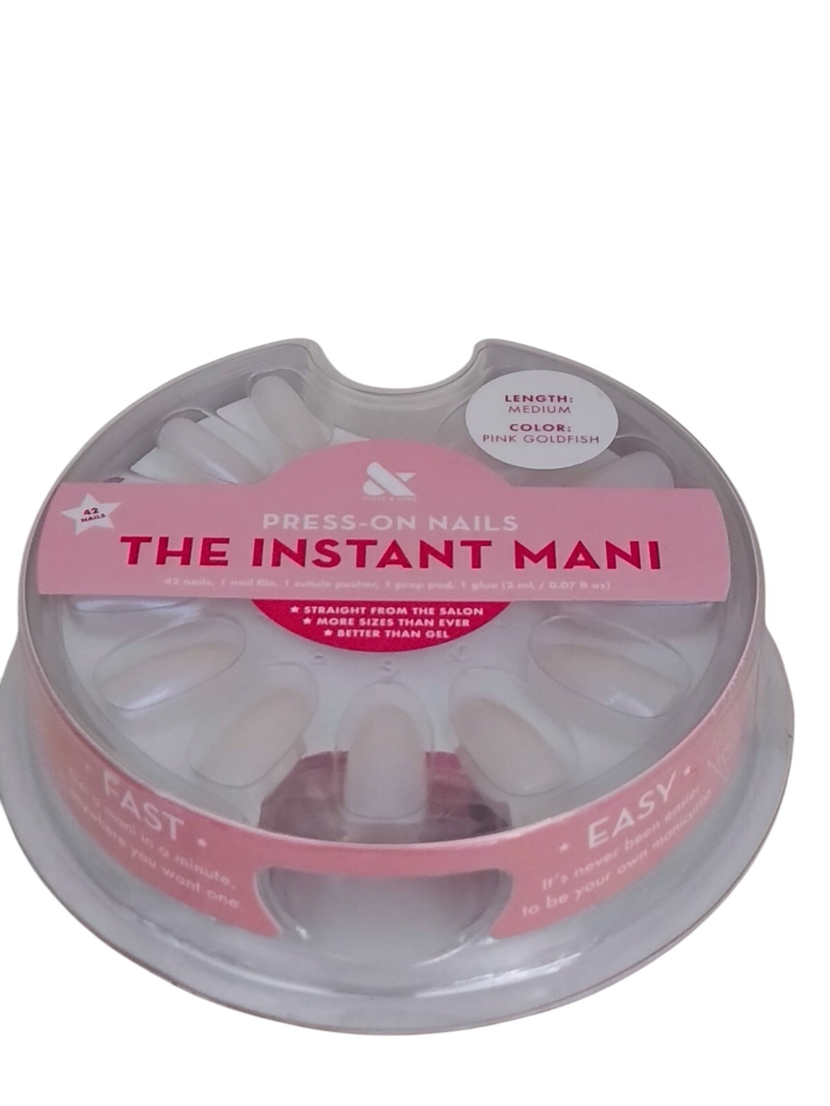 Olive & June Press-On Nails THE INSTANT MANI 42ct Medium Length PINK GOLDFISH