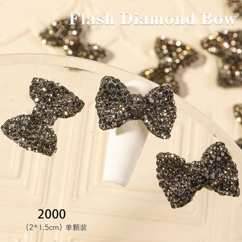 1Pc 3D Bow Knot Nail Charms Glitter Metal Manicure Accessories Nail Art Decor