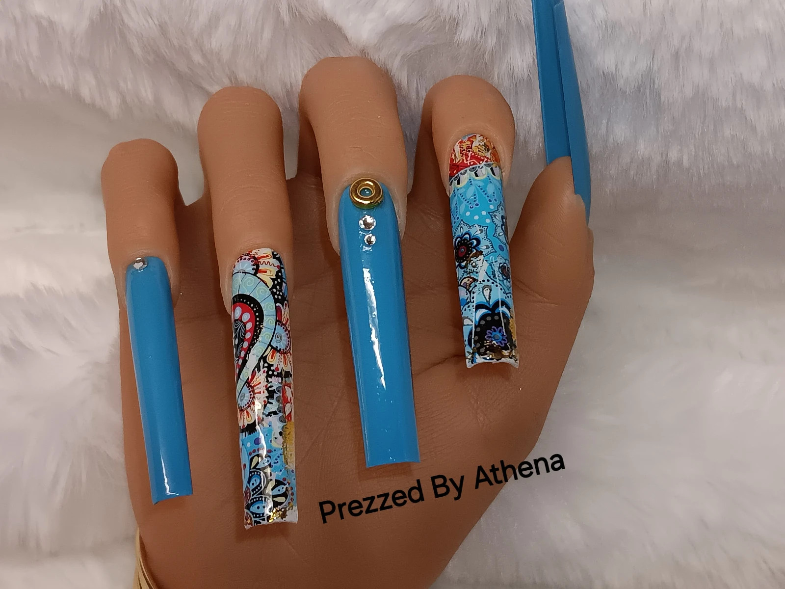 Luxury Handmade Press-On Nails I Reusable I Make Baby Blues I Square Shape l 3XL