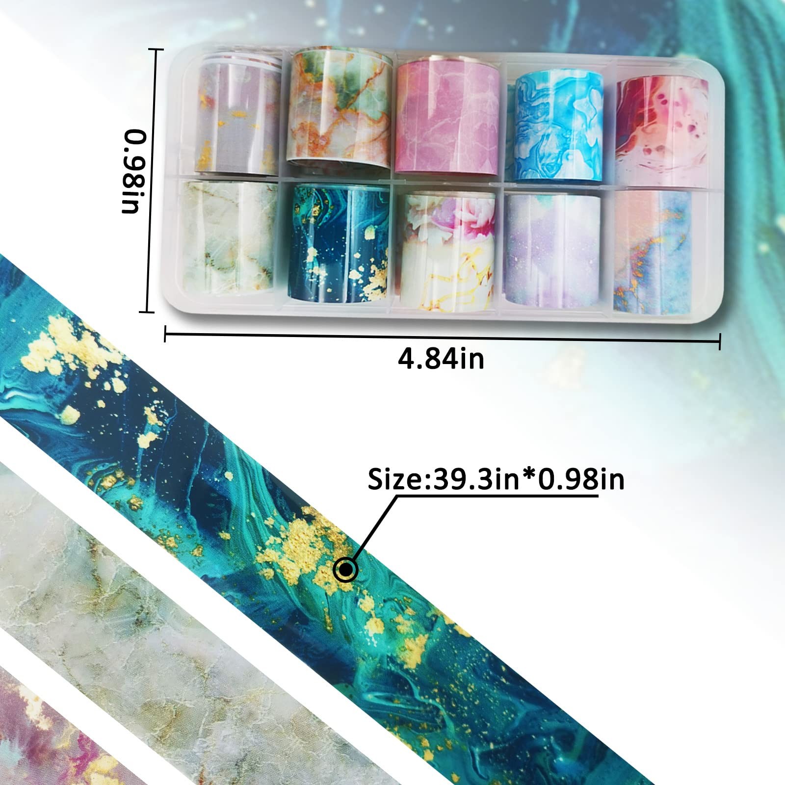 30 Sheet Nail Art Foils Flower Marble Holographic Trsnfer Nail Foil Sticker D…