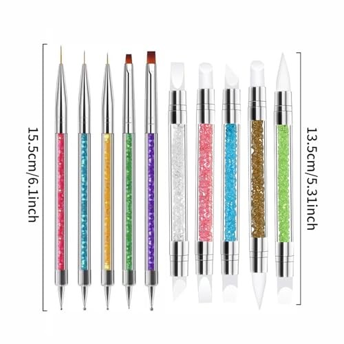 10Pcs Double-Ended Nail Art Tool Set – Professional Gel Nail Brush & Style 2
