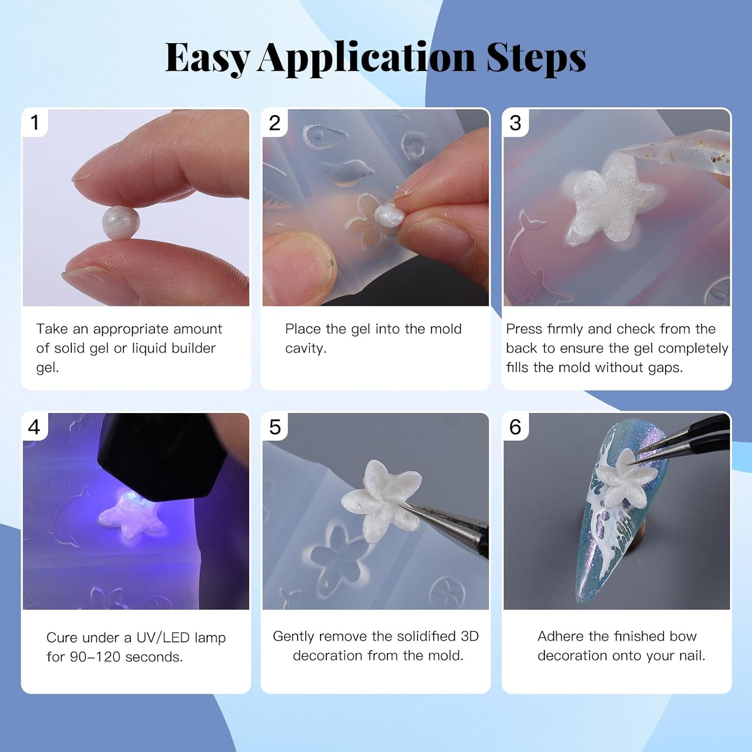 Star Heart Silicone Nail Molds for 3D Gel and Acrylic Nail Art Design