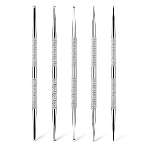 Nail Art Dotting Tools 5 Pack 2 Way Stainless Steel Pen Manicure Kit 3mm 1mm