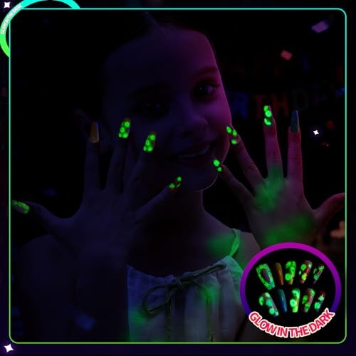 50 Sheets Glow in The Dark Nail Stickers for Kids, Girls Flower Art