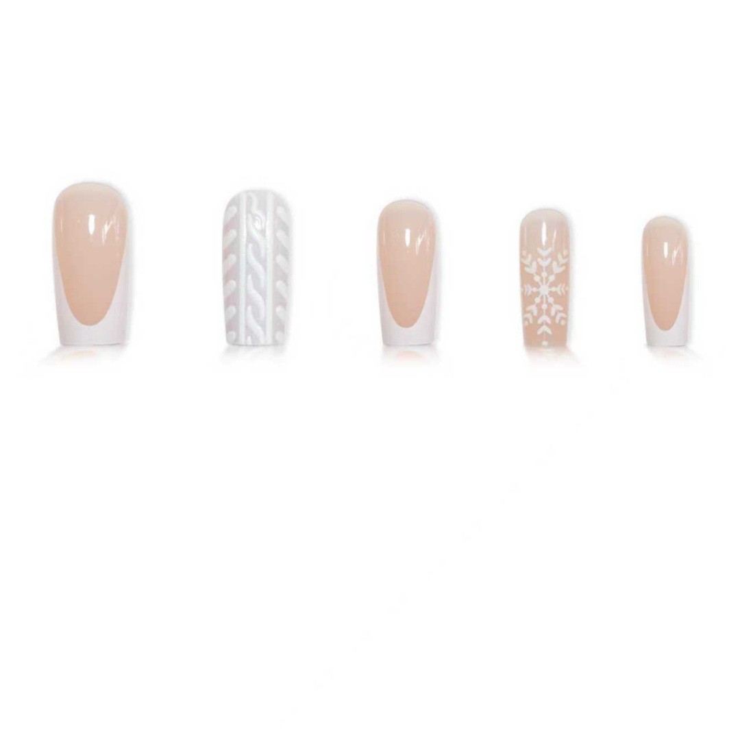 Christmas White Snowflake Medium Square Press On Nails