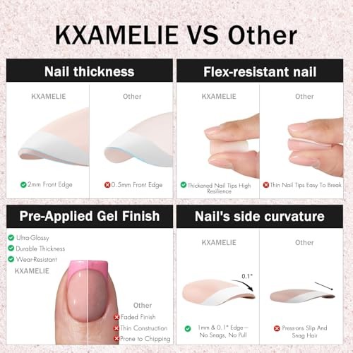 Short Press On Nails – Square French Tip – Royal Blue