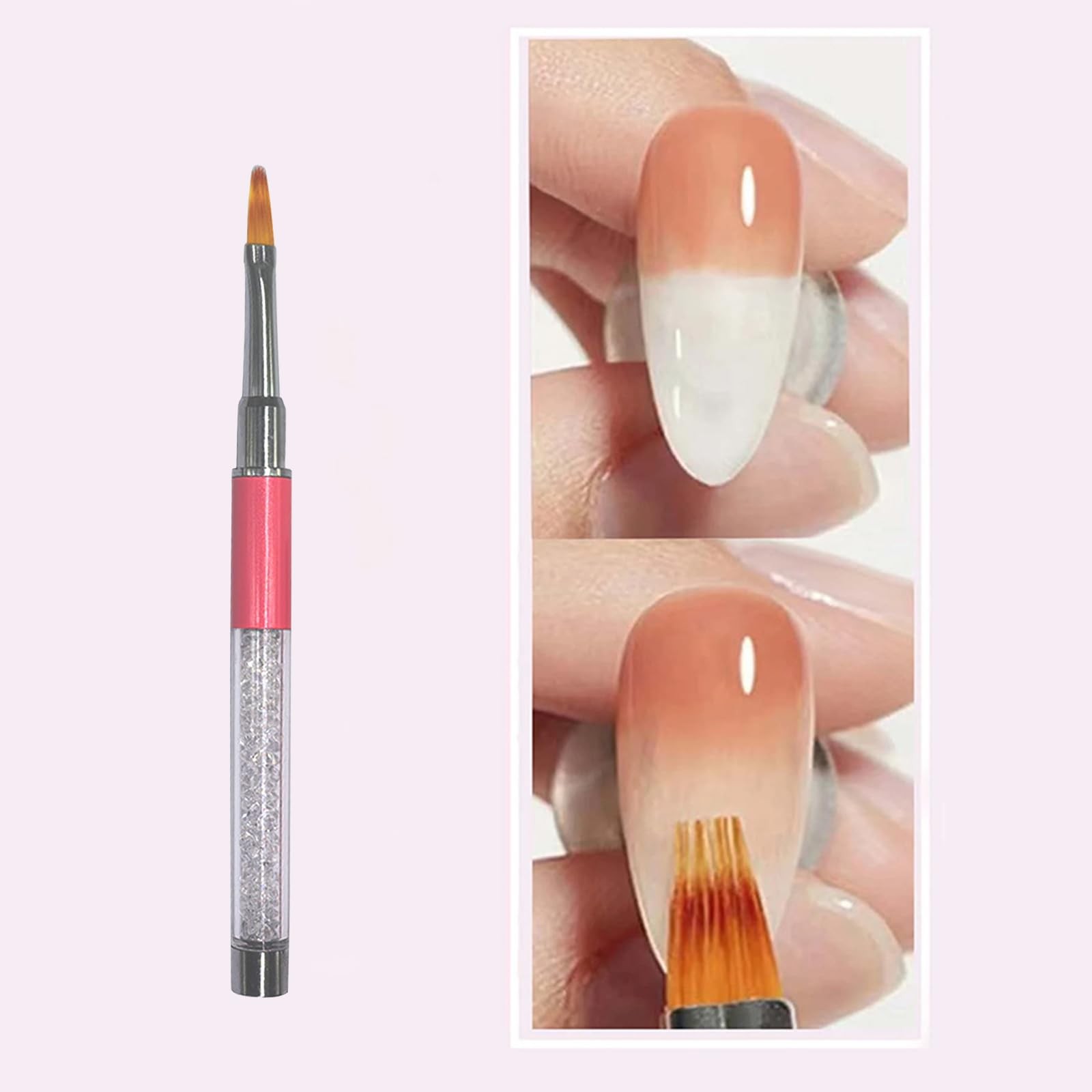 3Pcs Acrylic Nail Brush Set，UV Nail Ombre Brush，Double-Head Sponge Pen，Manicu…