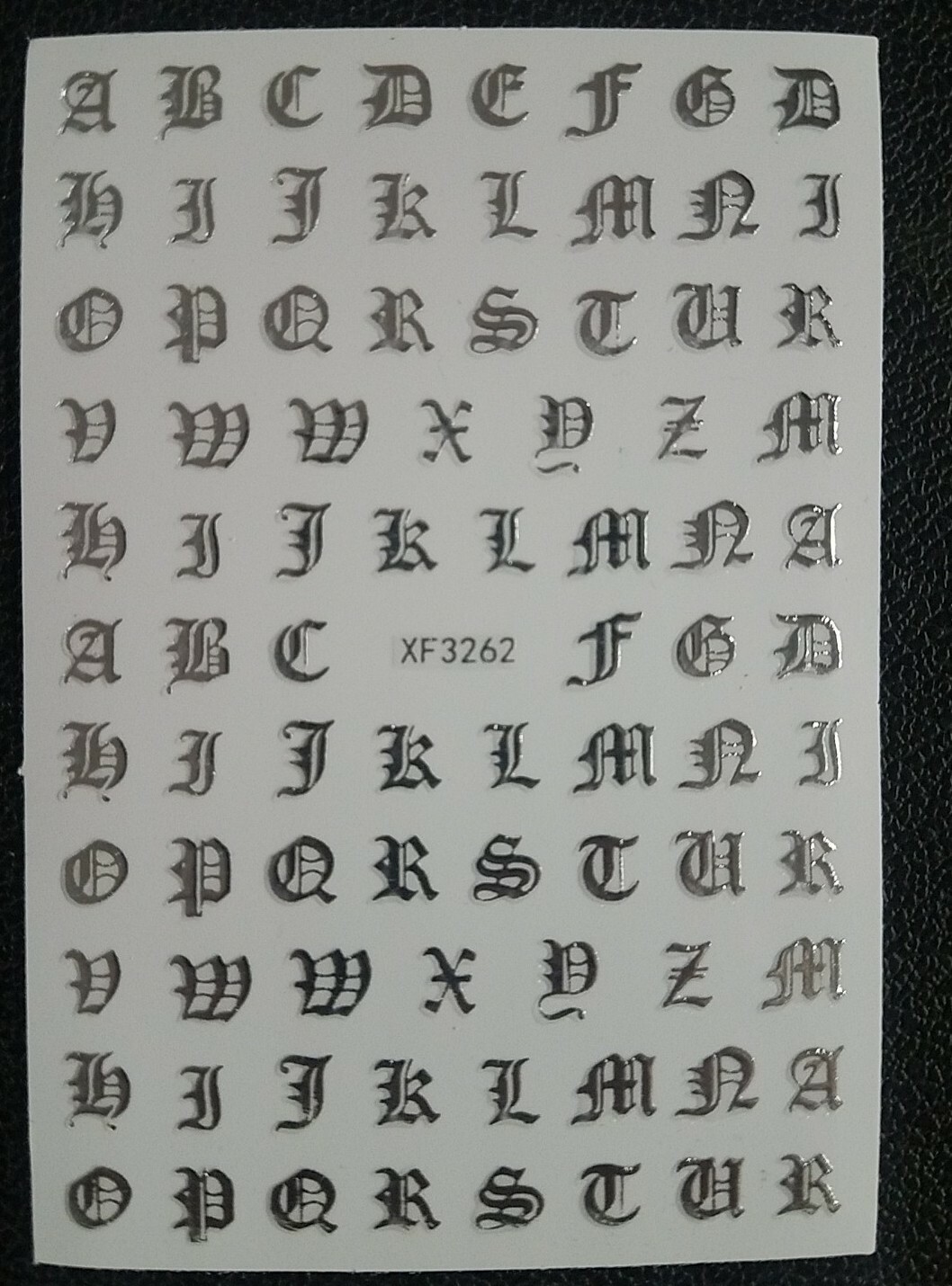 Silver Alphabet Letters Nail Art Stickers