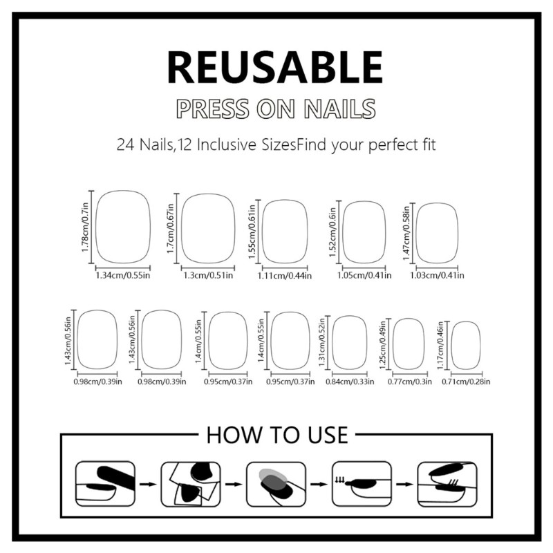 24 Pieces Short Square False Nail Purple Floral Designs Full Cover Nail Set