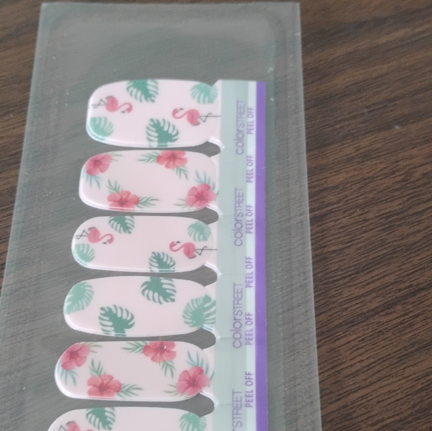 Color Street Flocking Fabulous Flamingo Peel Off Square Nails A01514