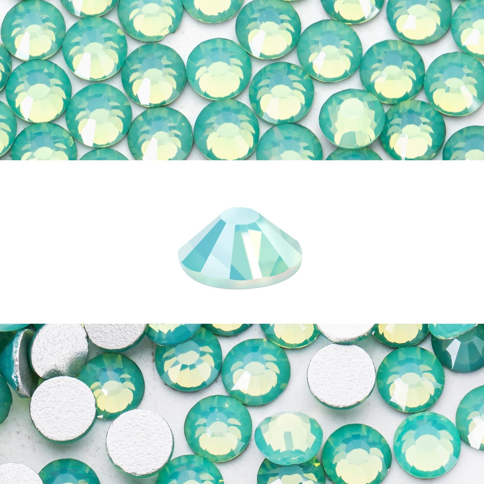 Novani 3000 Pieces Flatback Rhinestones Glass Round Gems Green Opal Crystals for