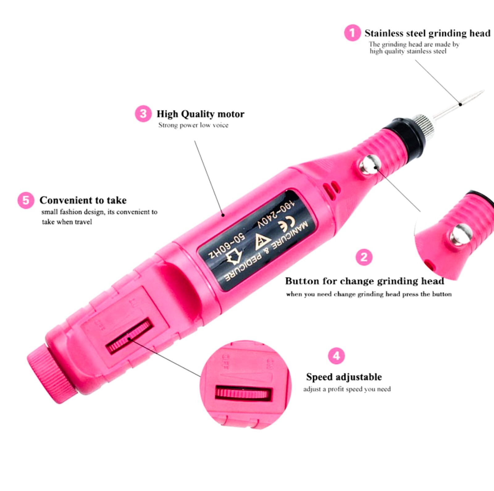 ELECTRIC NAIL ART DRILL FILE ACRYLIC MANICURE PEDICURE PORTABL MACHINE KIT✅ND003