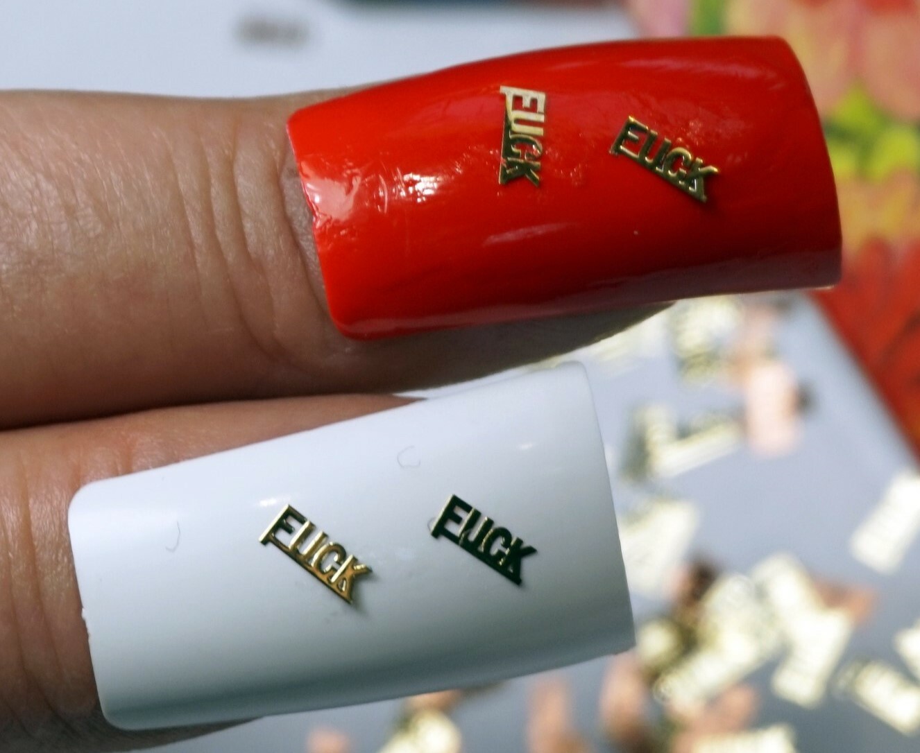 25 GOLD METAL F**K NAIL CHARMS SMALL GIFT IN BOX FOR WOMEN