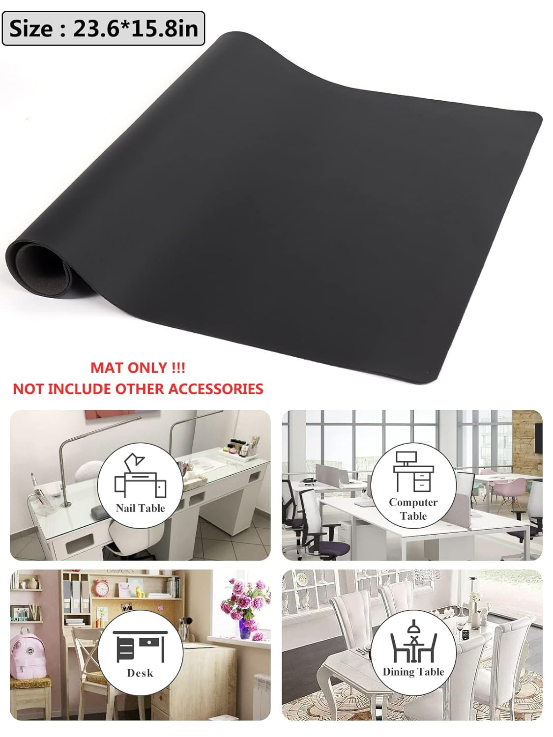 (MAT ONLY) Black Nail Art Table Mat, Foldable Nail Art Hand Rest Pad for Nail Ar
