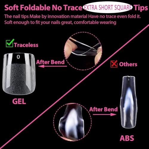 Extra Short Square Fake Nails 504pcs Pre-shape Extra Short Square XS Straight