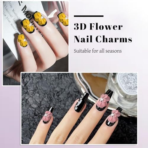 12pcs Simulation Flower for Nails 3D Flower Nail Charms Acrylic Nail Art
