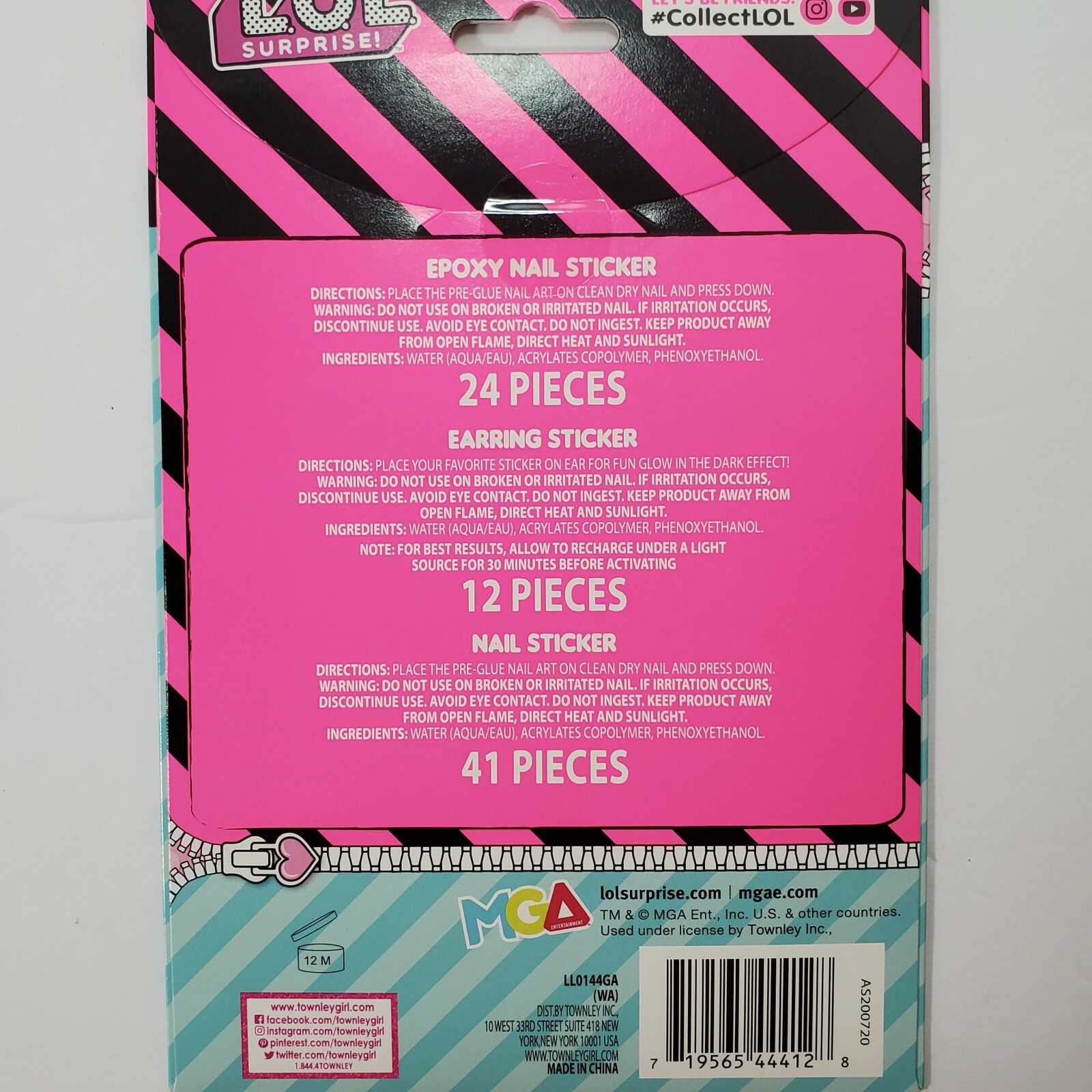 Lot of 2 L.O.L. Surprise Nail Body Art Set Earring Stickers Nail Stickers LOL