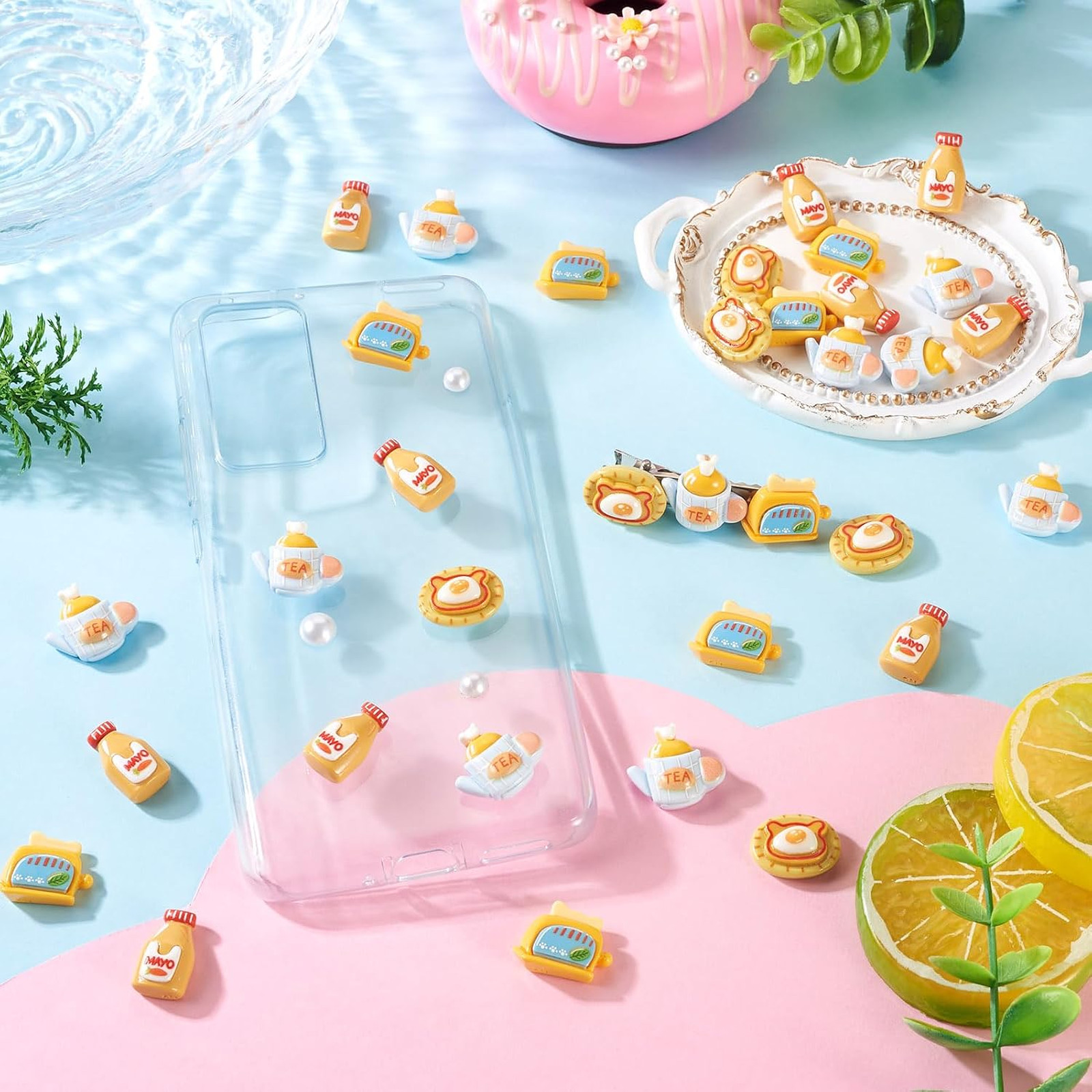 Resin Food Fruit Cabochons Kit 40 Pieces Flatback Accessories for Jewelry Crafts