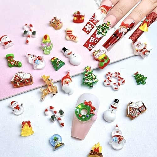 40Pcs Christmas Nail Art Charms 3D Nail Art Craft Resin Charms Snowman Style 3