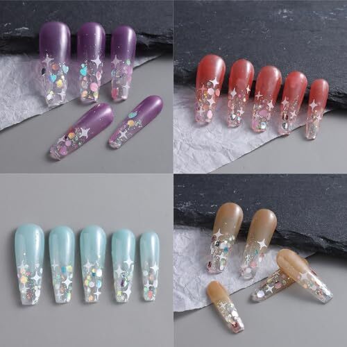 12 Grids Mixed Star Fragment Nail Art Glitters Sequins Holographic Heart stars