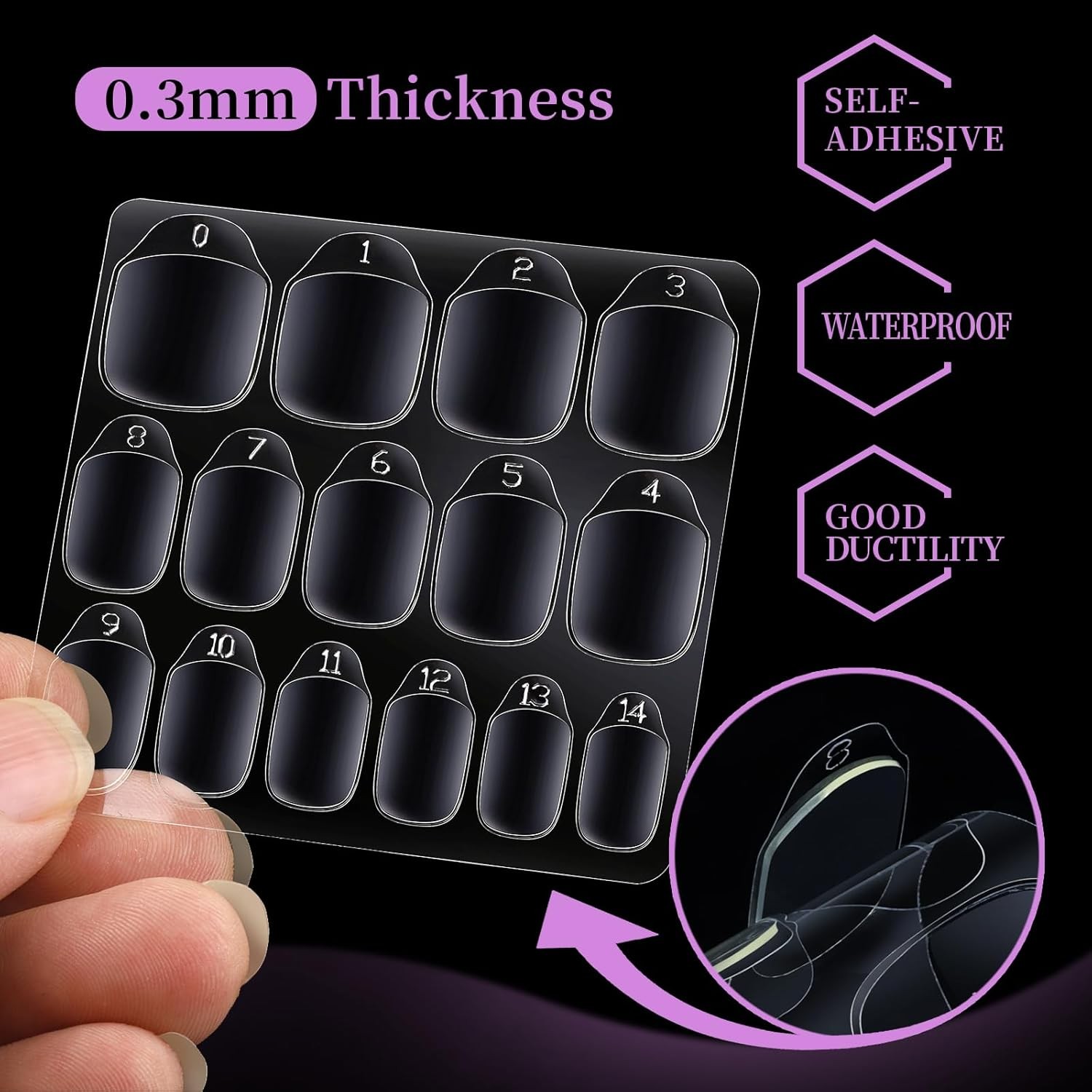 Teenitor 600pcs Press on Nail Adhesive Tabs, 15 Sizes of Clear/Yellow