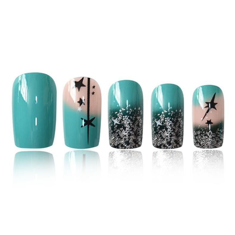 Medium Square Press on Nails Sweet Starry Cartoon Design Wholesale