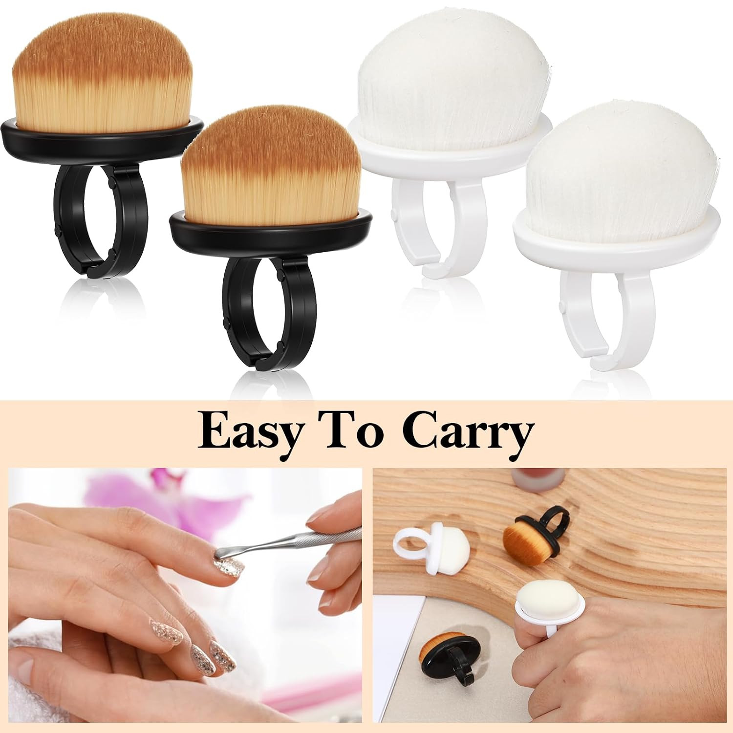 4 Pcs Dust Brush for Nails, Nail Brush Duster Soft Nail Brushes Portable Nails D