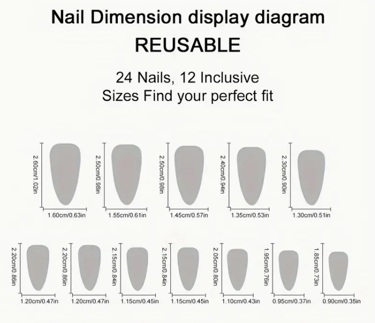 24 Press on nails w/ glue Gold chrome pale almond oval medium