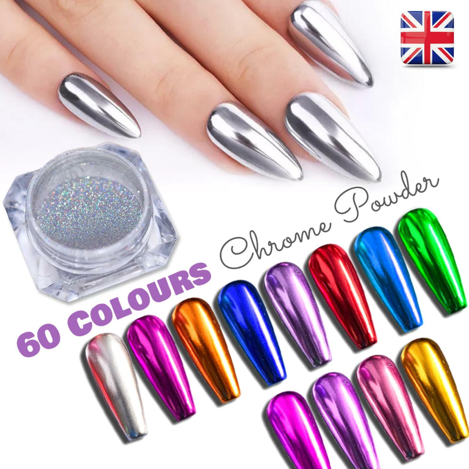 Mirror Chrome Nail Powder Unicorn Holographic Effect 60 Colours Nails Decoration