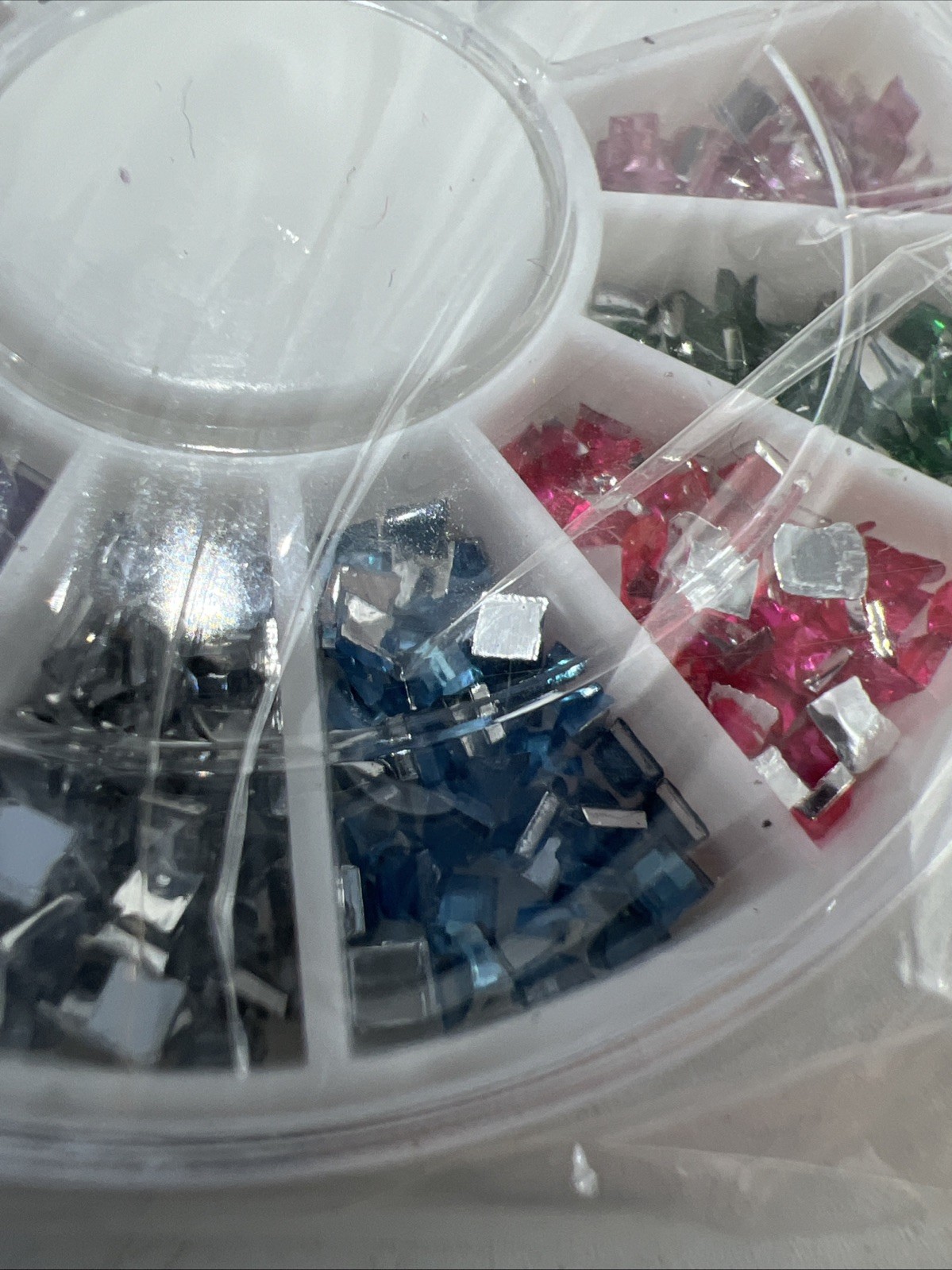 Lot Of 17 *NEW* Nail Art Rhinestones Moons Tear Drop Square Diamond Pearl Silver