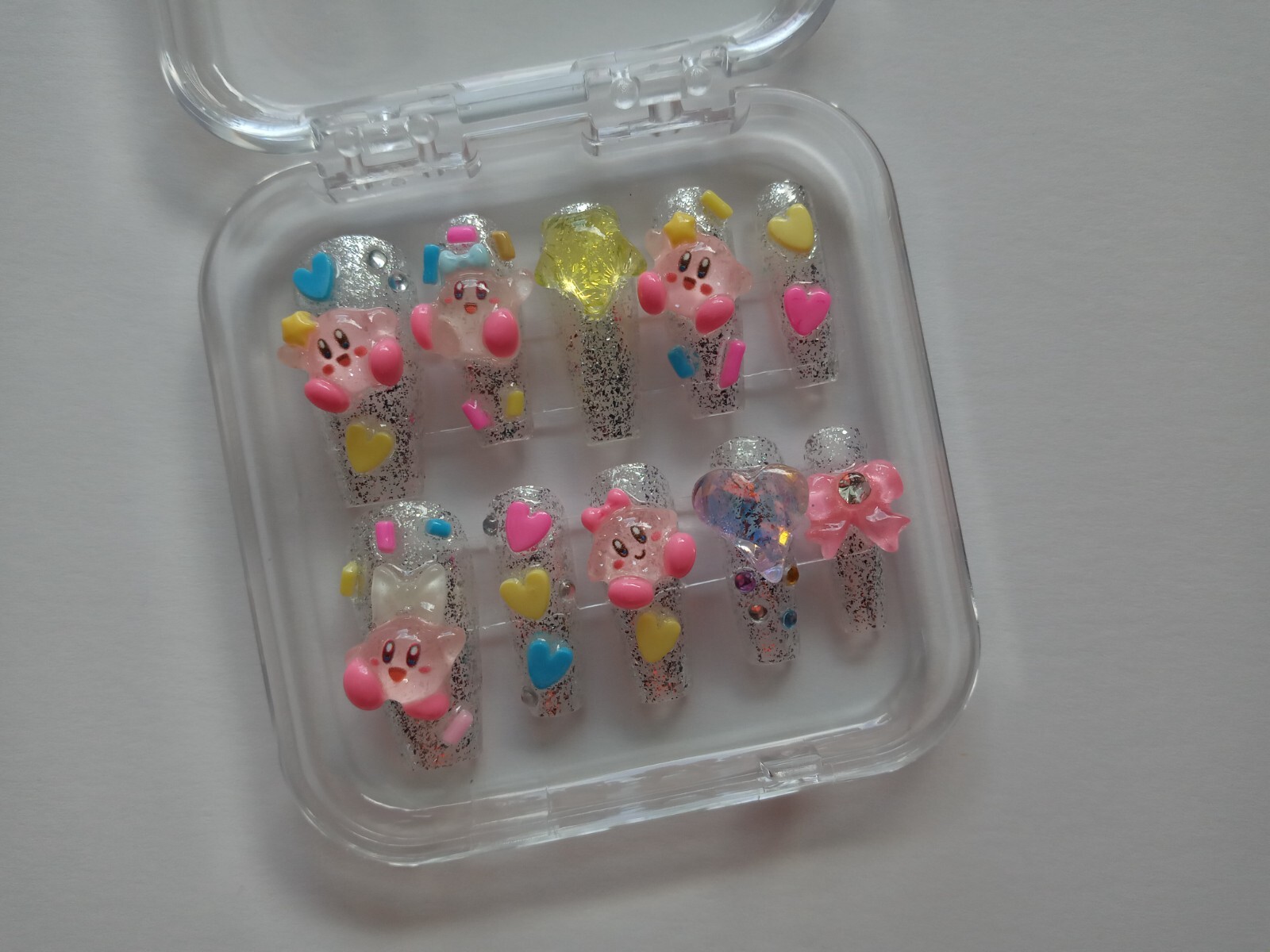 Handmade Press on Nails, Kirby, Y2k, Kawaii, in 3 Days,”Pick Size”.