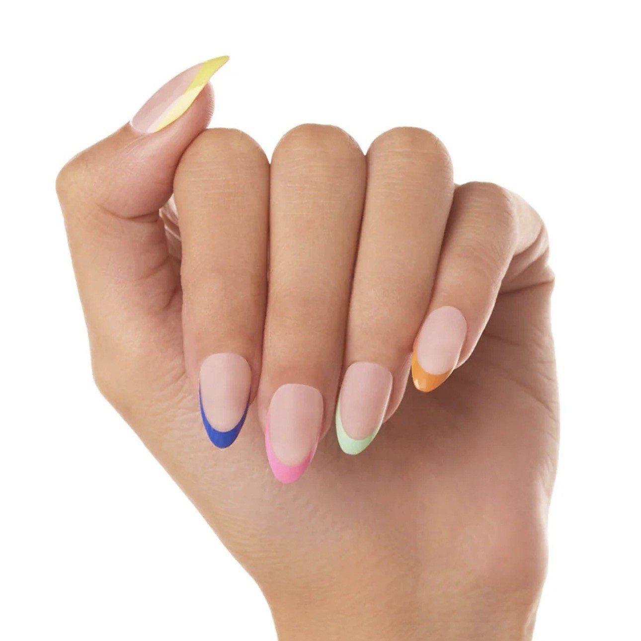 GLAMNETICS Press On Nails SPRINKLES Short Almond BRAND NEW NIB Bright FRENCH TIP