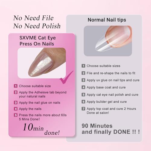 Nude Pink Cat Eye Press on Nails Short Almond Shaped, Sparkling Glazed Donut